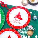 Rubtlamp 60PCS Christmas Plastic Plates, White Plastic Plates With Red and Green Christmas Tree, christmas Party Disposable Plate Include 30 Green Dinner Plate, 30 Red Salad Platos