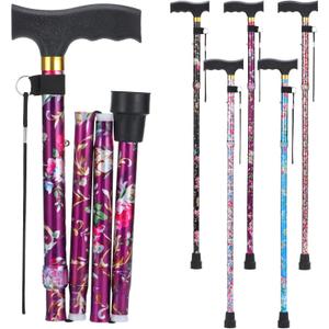 PARLORA Walking Cane for Women and Men, Collapsible, Lightweight, Sleek, Foldable Folding Cane | Walking Sticks for Seniors & Adults with Comfortable T-Handle