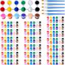 30 Pack Mini Acrylic Paint Set,12 Color Acrylic Paint Strips with 60 Pcs Painting Brushes for Kids&Adults, 420 PCS Kids Paint Set Container Strips Storage for Home Classroom Party Favors Easter Gifts