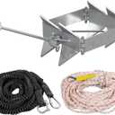 Box Anchor Kit 13LBS/19LBS/25LBS, Boat Anchor with 16.5 Feet Elastic Rope & 100 Feet Nylon Rope, Hot-Dipped Galvanized Folding Boat Slide Cube Anchor (Box Style) Suitable for Boats