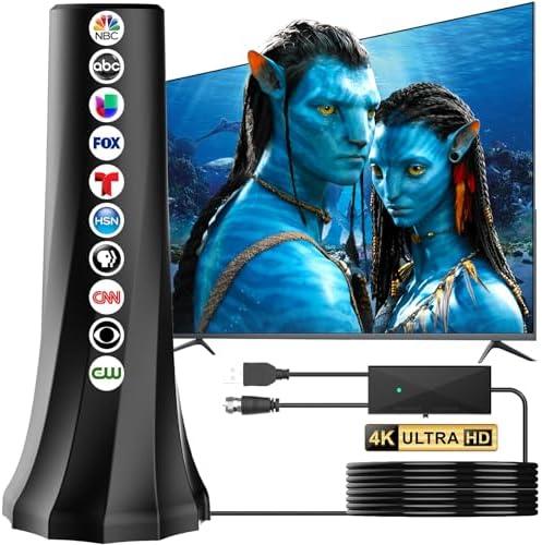 2026 TV Antenna Indoor,Antenna for Smart TV 1900+ Miles Range,HDTV Antennas for Local Channels 360° Signal Booster Reception,Portable Antenna Indoor Outdoor Support 8K 4K 1080p All TVs-25FT Coax Cable