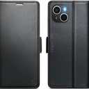 for iPhone 13 Case Wallet with RFID Blocking Card Holder, PU Leather Kickstand Protective Flip Phone Cover Fit for iPhone 13 6.1", Black