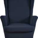 HZDHCLH Wingback Chair Slipcovers 2 Piece, Stretch Spandex Wingback Chair Covers for Living Room Armchair, Washalbe Sofa Slipovers (Navy Blue)