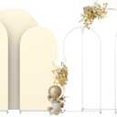 Fogein Wedding Arch Backdrop Stand and Cover Set(7.3FT,6FT) Set of 2, Metal Balloon Arch Stand Frame for Wedding Birthday, Party, Baby Shower, Christmas Anniversary, Beige