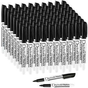 Volcanics Black Dry Erase Markers Low Odor Fine Whiteboard Markers Thin Box of 80 (1 Count (Pack of 80))
