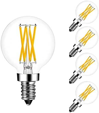 Greeogin 6W G16.5 LED Light Bulb Dimmable,E12 Candelabra LED Light Bulbs 60 Watt Equivalen 600lm,Warm White 3000K E12 G50 Globe Bulb for Chandelier,Ceiling Fan and Vanity 5 Pack