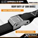 XSTRAP STANDARD Motorcycle Tie Down Straps (2 Pack) 3,000lb Break Strength, 1.5 in X 8FT Heavy-Duty Cambuckle Tie Down Set with S Hook and Soft Loops, Black