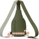 2 x VOROLO Large Sling Bag,Crossbody Bags For Women and Men with Ajustable Strap Trendy Sling Khaki Green