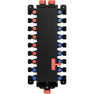 49615 18-Port PEX Manifold Compatible with Viega Manabloc | 10 Cold 8 Hot Full-House Water Distribution, 3/4" Inlet 1/2" Zero Lead Alloy PEX CrimpSuitable for crimping, 49615 pex manifold with 18 valves