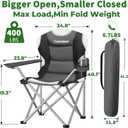 Camabel Folding Camping Chairs Oversized Heavy Duty 400 LBS Sturdy Beach Chair Portable Outdoor Lawn Chairs High Padded Back with Cup Holder Carry Bag for Sporting Hiking Picnics Fishing Concerts Grey