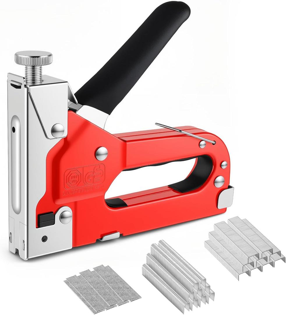 Staple Gun 3 in 1 Heavy Duty Manual Brad Nailer Power with 1200 Staples Adjustable Upholstery Stapler Gun for Wood, Crafts, Carpentry, Decoration DIY