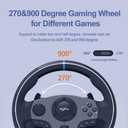 PXN V9 Steering Wheel for PC, PS4, Xbox, Switch - Universal Usb Sim Racing Wheel, APP, 270/900 Adjustable, 3 Pedals & Shifter Full Bundle(Black)