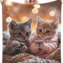 Adorable Cat Blanket Gifts for Women Girls Kids, Cute Kittens Throw Blankets, Soft Cozy Flannel Throws for Sofa Couch Bedroom Decor 50x60in