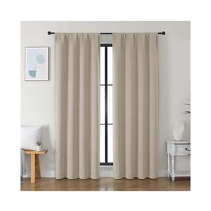 Ava Biscotti Beige Blackout Curtains for Bedroom Length 2 Panels Set, Solid Thermal Insulated Privacy Nursery Window Treatment Curtains Blackout Drapes, 92 x 70 Inch