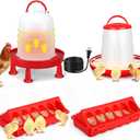 4 Pack 6l Heated Chicken Feeder and Waterer Kit Poultry Waterer Fountain with Leg Support for Chicks Coop Feeding Farm Supplies Birds Duck