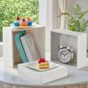 4 Pcs Buffet Risers, Wood Food Riser Dessert Display Stand for Party Wood Cupcake Stands Nesting Box for Display (Vinatge) (Vintage White)