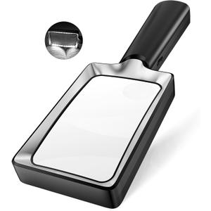 Magnifying Glass with Light, 20 LED Large Handheld Lighted Magnifier Rectangle Illuminated Magnifying Glass for Seniors Reading, Low Vision, Close Work & Inspection (Black)
