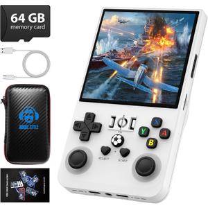 R36MAX Retro Handheld Game Console, 4.0 Inch 720x720 IPS Screen, 64GB Built-in 18,000+ Classic Game, Portable Hand Held Open Source Linux System, 4000mAh Battery Retro Gaming Console(White 64GB)