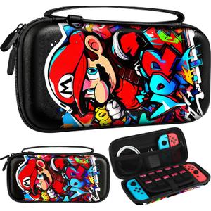 Xinocy Carrying Case for Nintendo Switch/Switch OLED Travel Carry Cases for Kids Boys Teen Girls Cute Kawaii Design Aesthetic Portable Hard Shell Covers Pouch Storage Bag for Nintendo Accessories