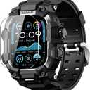 ULTIMAL Rugged Case with Band for Apple Watch 49mm,Compatible with Apple Watch Ultra 3/2/1, Military Grade Shockproof Bumper Cover for iWatch Tactical Band Men (49mm,Black)