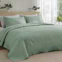 Bedsure Quilts Twin Size - Lightweight Bedspreads Twin Size with Basket Weave Pattern, Soft Quilt Bedding Set, Sage Green Comforter Set Coverlet for All Seasons with 1 Pillow Sham (68" x 86") | Skin-Friendly Soft, All-Season Comfort, Breathable, Lightweight, Machine Washable