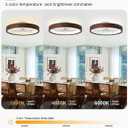 20" Low Profile Flush Mount Wood Fandelier Ceiling Fan with Light
