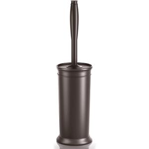 UPTRONIC Toilet Brush, Toilet Bowl Brush with Extra Long Handle Durable Bristles Toilet Scrubber and Covered Holder for Toilet Brush Set for Bathroom Cleaning (Brown, 1 Set)