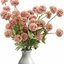 8pcs Blush Pink Fake Silk Pompon Mum Artificial Flowers,Mini Artificial Chrysanthemums with Stems,Faux Flowers For Vase,for Wedding Centerpieces, flower arrangements, vase fillers, and home decor