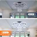Modern Crystal Ceiling Light LED Chandelier Five Rings Ceiling Light Chandelier for Dinning Room Bedroom Kitchen (Cool White)