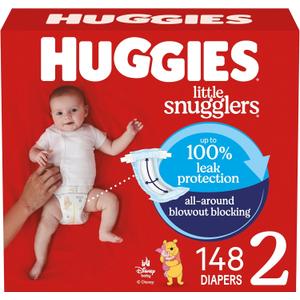 Huggies Size 2 Diapers, Little Snugglers Baby Diapers, Size 2 (12-18 lbs), 148 Count