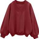 Hilinker Womens V Neck Oversized Sweatshirts Casual Drop Shoulder Long Sleeve Pullover Tops. L Size