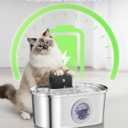 Cat Water Fountain Wireless - Stainless Steel 3.2L/108oz Cordless Pet Fountain - Battery Operated Automatic Water Dispenser for Cats Indoor, with Motion Sensor & Quiet Pump