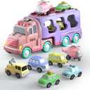 Beby Buty 7 in 1 Car Truck Toys for Toddlers, Truck Toys with Light Sound, Birthday Gifts for 3-5 Year Olds