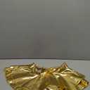 Women's Shiny Metallic Double Layered Ruffle Pleated Mini Skirt Rave Dance Festivals Costume (Medium, Gold)