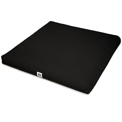 Waterglider International Zabuton, Eclipse line, Buckwheat Filled Meditation Cushion, 23" x 23" Black