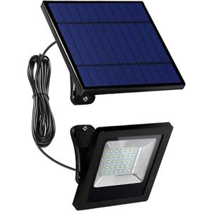 Solar Powered Lights Outdoor, Bright White Light IP65 Waterproof Auto Dusk to Dawn 350 Adjustable Solar Security Flood Lights for Barn, Garden, Garage, Pathway, Yard, Patio, Lawn, Balcony (1 Pack)