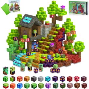 QYGYMXC Magnetic Blocks Toys for Kids,100 PCS Magnetic Building Blocks Cubes, STEM Sensory Stacking Magnets Toys,Christmas Birthday Gifts for Boys and Girls Ages 3+ (Forest)