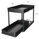 Under Sink Organizer 2 Pack, Bathroom Cabinet Organizer, 2 Tier Sliding Cabinet Basket Organizer Drawer, Multi-Purpose Bath Collection Baskets for Bathroom (Black)