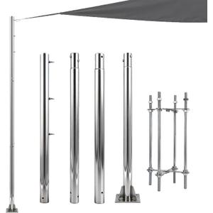 Sun Shade Sail Poles, 12ft Stainless Steel Post Kit Support Awning Canopy 2.36" Diameter Screw-Mounted Heavy Duty with Concrete basing Bracket for Patio Garden Deck (Silver, 12ft,1Pack)