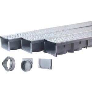 Drainage Trench - Channel Drain with Galvanized Steel Grate - 3 x 39 - (117" Total Length) (Galvanized - 3 Pack - 117")