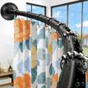 Black Curved Shower Curtain Rod Curved Shower Rod 50-72 Inch Adjustable Round Shower Curtain Rod Heavy Duty Tension Curved Shower Rod for Bathroom Non-Slip Rustproof Matte Black