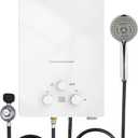 Tankless Water Heater Propane, 4.76 GPM RV Water Heater with Digital Display,18L Portable Instant Hot Gas Water Heater with Overheating Protection for Indoor and Camping,115,425 BTU