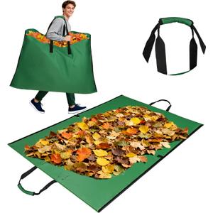 Leaf Bag for Collecting Leaves, 600D Oxford Cloth Collapsible Reusable Garden Yard Waste Tarp Container with Padded Handle 2 in 1 Leaf Collector Storage Bags Heavy Duty Leaf Tarp, 48" x 72"