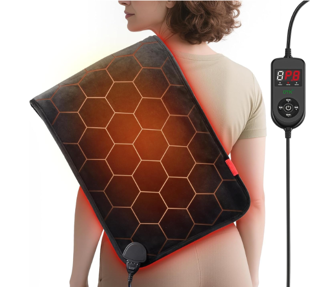 InVarme Far Infrared Heating Pad for Neck and Shoulders – 2X Carbon Fiber 6X Deeper Heat for Fast Relief from Chronic Pain in Seniors – 8 Heat Levels, 4H Auto Shut Off, Ideal for Winter (Black)