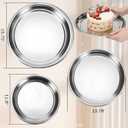 3 Pack Round Serving Trays Stainless Steel Large Silver Serving Platter 15.75" 13.78" 11.8" Circle Mirror Metal Tray Set for Party Kitchen Home Decoration Housewarming Gifts(Smooth Style)