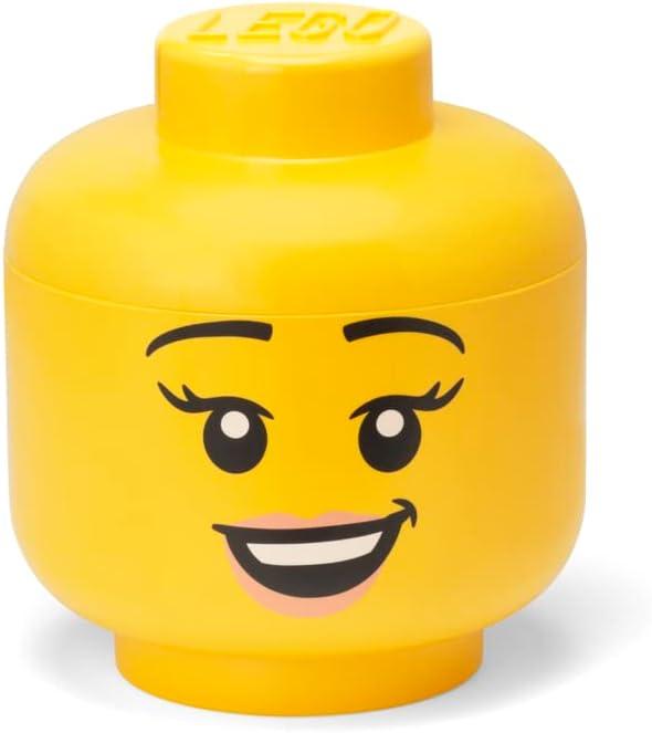 Iconic Storage Head Large, Stackable Storage Box, 8,5 L, Yellow, Happy Girl