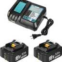 2 Pack 18V 5000mAh Lithium-ion Replacement Battery for Makita and 14.4V-18V Replacement Charger for Makita BL1830 BL1850 BL1840