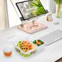 2 Pack Bento Box with Handle, 56Oz Leak-proof Lunch Container for Kids, 3 Compartments Salad Dressing Box with Sauce Cup, Meal Prep Container with 2 Removable Tray, Microwave&Dishwasher Safe