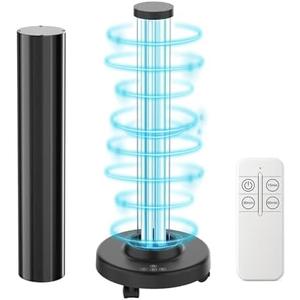 SANSI 120W UVC Disinfection Cart with Wheels, Portable Mobile UV Light Sanitizer with Remote & 3 Timer Settings, Ozone-Free, for Large Space, Home, Hotel, School