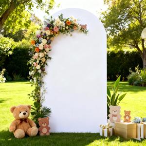 6FT Wedding Arch Backdrop Cover, Spandex Fitted White Arch Covers Stretchy Backdrop Balloon Arch Back Drop for Wedding Birthday Party Christmas Banquet Decoration